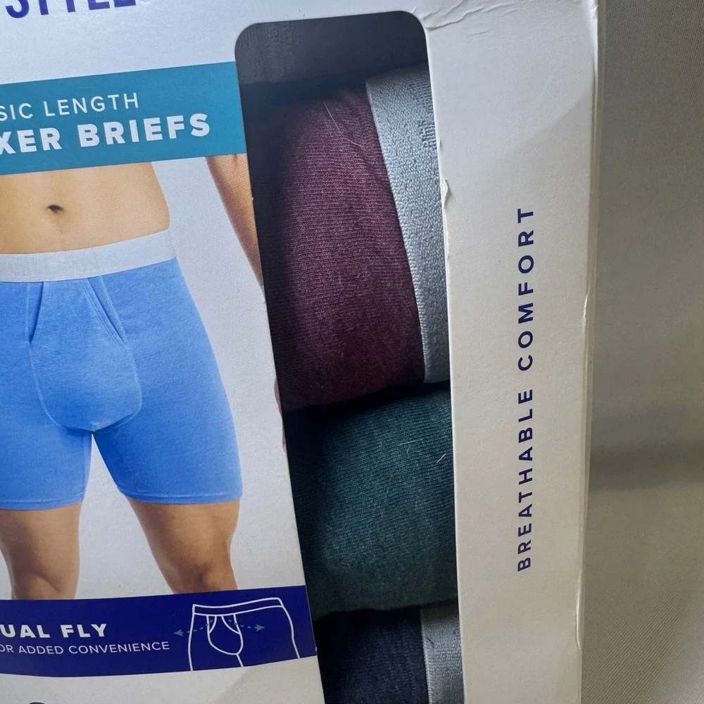 Gildan Softstyle Mens Boxer Briefs 5 Pack Classic Length Large 36-38 Assorted